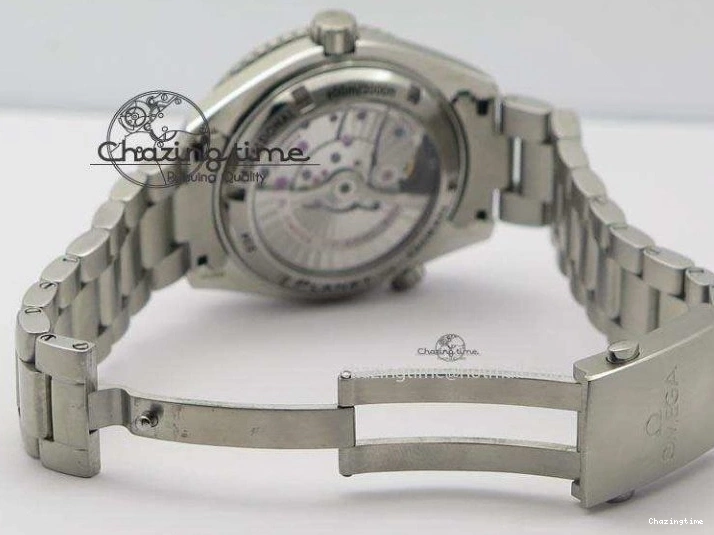 0812 Contemporary Planet Ocean SS Bp Maker 45mm Black Bezel Orange Numbers On SS Bracelet A 8217